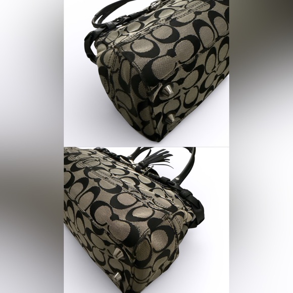 Coach Black and Cream Signature Satchel - Picture 3 of 6